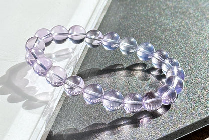 9.5mm+, Certified Top Grade Natural Lavender Moon Quartz Bracelet, Natural Lavender Quartz Bracelet, 高品级玻璃体薰衣草紫玉晶手串