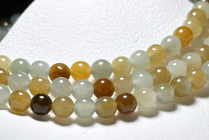 5mm, Certified Top Quality Natural Icy Multi Color Nephrite Jade Beads Necklace, 天然多宝且末和田玉项链