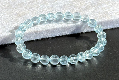 7mm, Certified Rare Find Gem Grade Natural Blue Topaz with needle inclusions Bracelet, Topaz Bracelet, Blue topaz bracelet, 透体拉丝猫眼天然蓝托帕手串