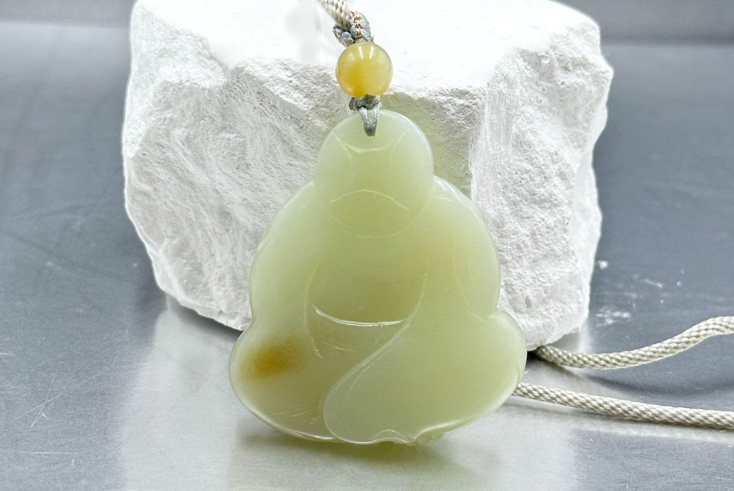 Certified Natural High-Quality Ruoqiang Yellow and Sugar Nephrite Jade Hand-Carved Maitreya Buddha Pendant, 天然若羌黄口带糖和田玉手工雕刻弥勒佛