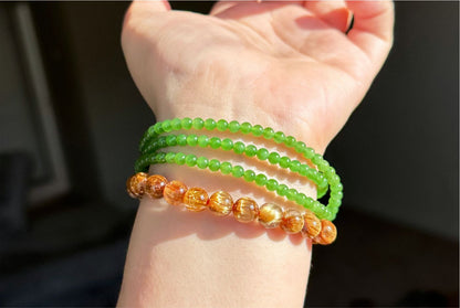 4mm, Certified Natural Apple Green Nephrite Jade Bead Necklace, 正矿苹果绿碧玉项链