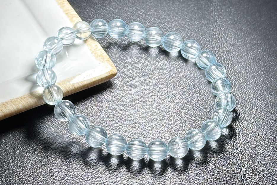 7mm, Certified Rare Find Gem Grade Natural Blue Topaz with needle inclusions Bracelet, Topaz Bracelet, Blue topaz bracelet, 透体拉丝猫眼天然蓝托帕手串