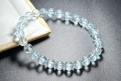7mm, Certified Rare Find Gem Grade Natural Blue Topaz with needle inclusions Bracelet, Topaz Bracelet, Blue topaz bracelet, 透体拉丝猫眼天然蓝托帕手串