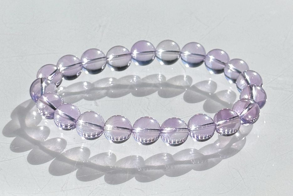 9.5mm+, Certified Top Grade Natural Lavender Moon Quartz Bracelet, Natural Lavender Quartz Bracelet, 高品级玻璃体薰衣草紫玉晶手串
