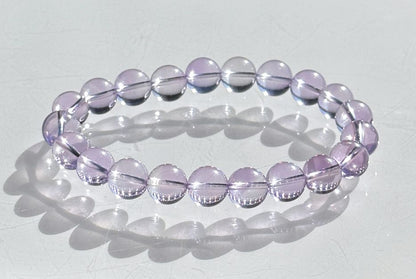 9.5mm+, Certified Top Grade Natural Lavender Moon Quartz Bracelet, Natural Lavender Quartz Bracelet, 高品级玻璃体薰衣草紫玉晶手串