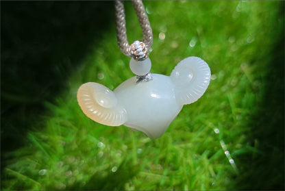 Certified Natural Russian White Nephrite Jade Hand-Carved Ram Head Pendant, 天然俄料和田白玉带一口糖手工雕刻羊头吊坠