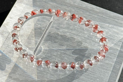 6mm,+ Certified High Grade Pyramid Red Phantom Quartz Bracelet, Red Phantom Quartz Bracelet, 天然毕业级红塔山幽灵手串