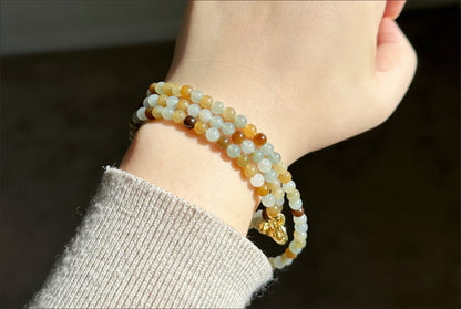 5mm, Certified Top Quality Natural Icy Multi Color Nephrite Jade Beads Necklace, 天然多宝且末和田玉项链