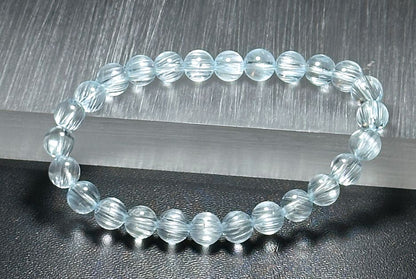 7mm, Certified Rare Find Gem Grade Natural Blue Topaz with needle inclusions Bracelet, Topaz Bracelet, Blue topaz bracelet, 透体拉丝猫眼天然蓝托帕手串