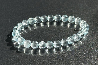 7mm, Certified Rare Find Gem Grade Natural Blue Topaz with needle inclusions Bracelet, Topaz Bracelet, Blue topaz bracelet, 透体拉丝猫眼天然蓝托帕手串