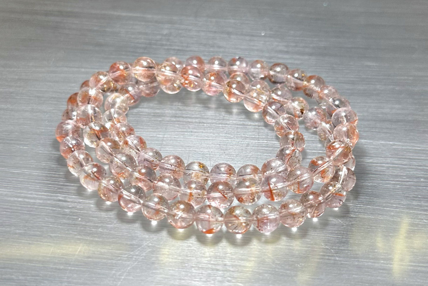 Natural Translucent Auralite 23 Bracelet Three Wraps Bracelet, High Clarity Auralite 23, 天然透体极光23多圈手串