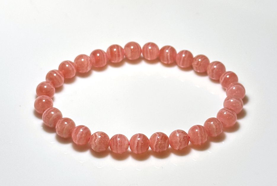 6.7mm+, Certified Natural Argentina Rhodochrosite Bracelet, Argentina Rhodochrosite Beads Bracelet, 天然阿根廷红纹石手串