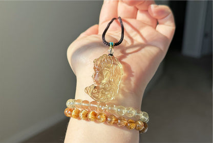 12.648 grams, Natural Top Grade High Clarity Authentic Libyan Desert Glass Tektite Carved Medusa Pendant, 天然透体利比亚陨石雕刻美杜莎吊坠