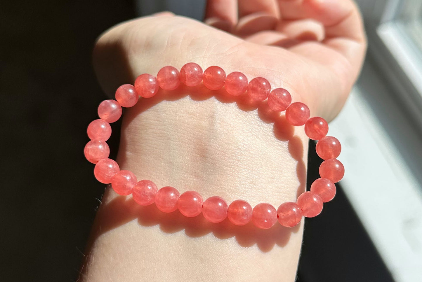 7mm+, Certified High Grade Untreated Icy Natural Argentina Rhodochrosite Bracelet, Rhodochrosite bracelet, 天然阿根廷红纹石手串