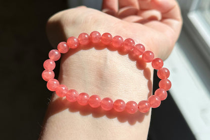 7mm+, Certified High Grade Untreated Icy Natural Argentina Rhodochrosite Bracelet, Rhodochrosite bracelet, 天然阿根廷红纹石手串