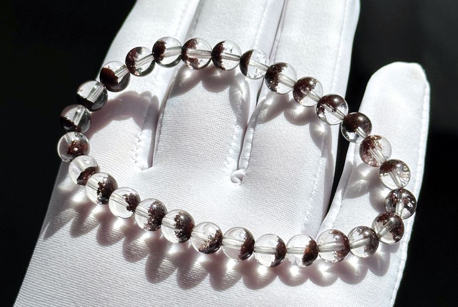 6.5mm,+ Certified High Grade Natural Red Phantom Quartz Bracelet, Treasure Bowl Red Phantom Quartz Bracelet, 天然聚宝盆红幽灵水晶手串