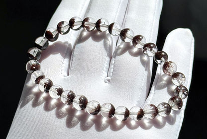 6.5mm,+ Certified High Grade Natural Red Phantom Quartz Bracelet, Treasure Bowl Red Phantom Quartz Bracelet, 天然聚宝盆红幽灵水晶手串