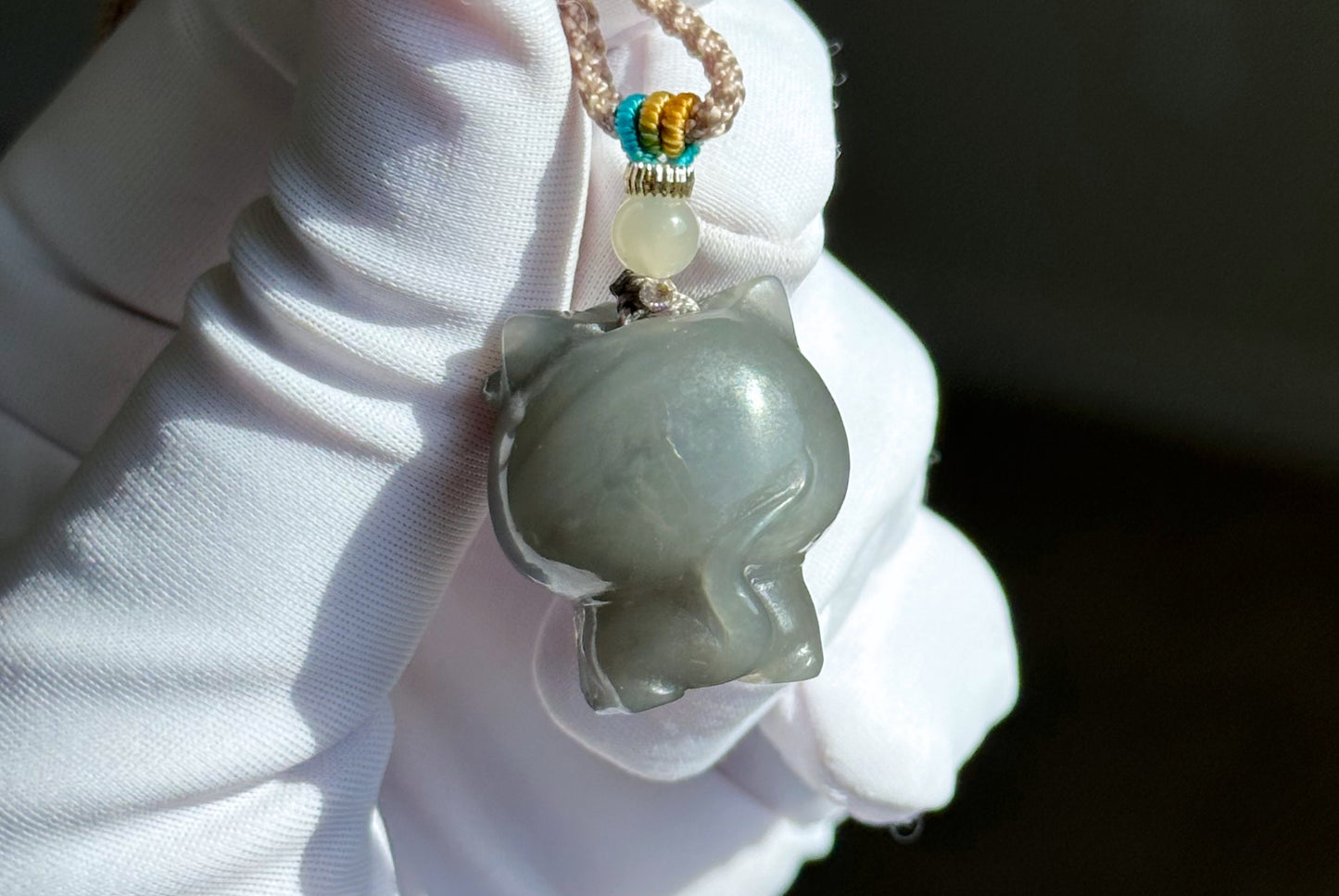 Certified Natural Smoky Purple Nephrite Jade Carved Kitten Pendant, Nephrite Jade Cat Pendant, 天然烟紫和田玉雕刻小猫吊坠