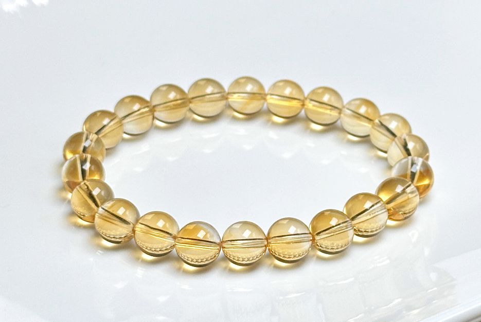 8.7mm+, Certified Natural Collector's Gem Grade Deep Yellow Citrine Beads Bracelet, Untreated High Clarity Natural Citrine, 天然宝石级玻璃体暴力黄黄水晶手串