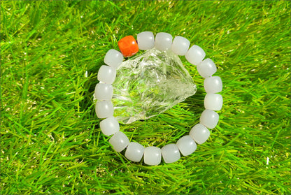 10mm, Certified Natural High Quality Smoky Purple Nephrite Jade and Nanhong Agate Beads Bracelet, 天然烟紫和田玉配南红手串