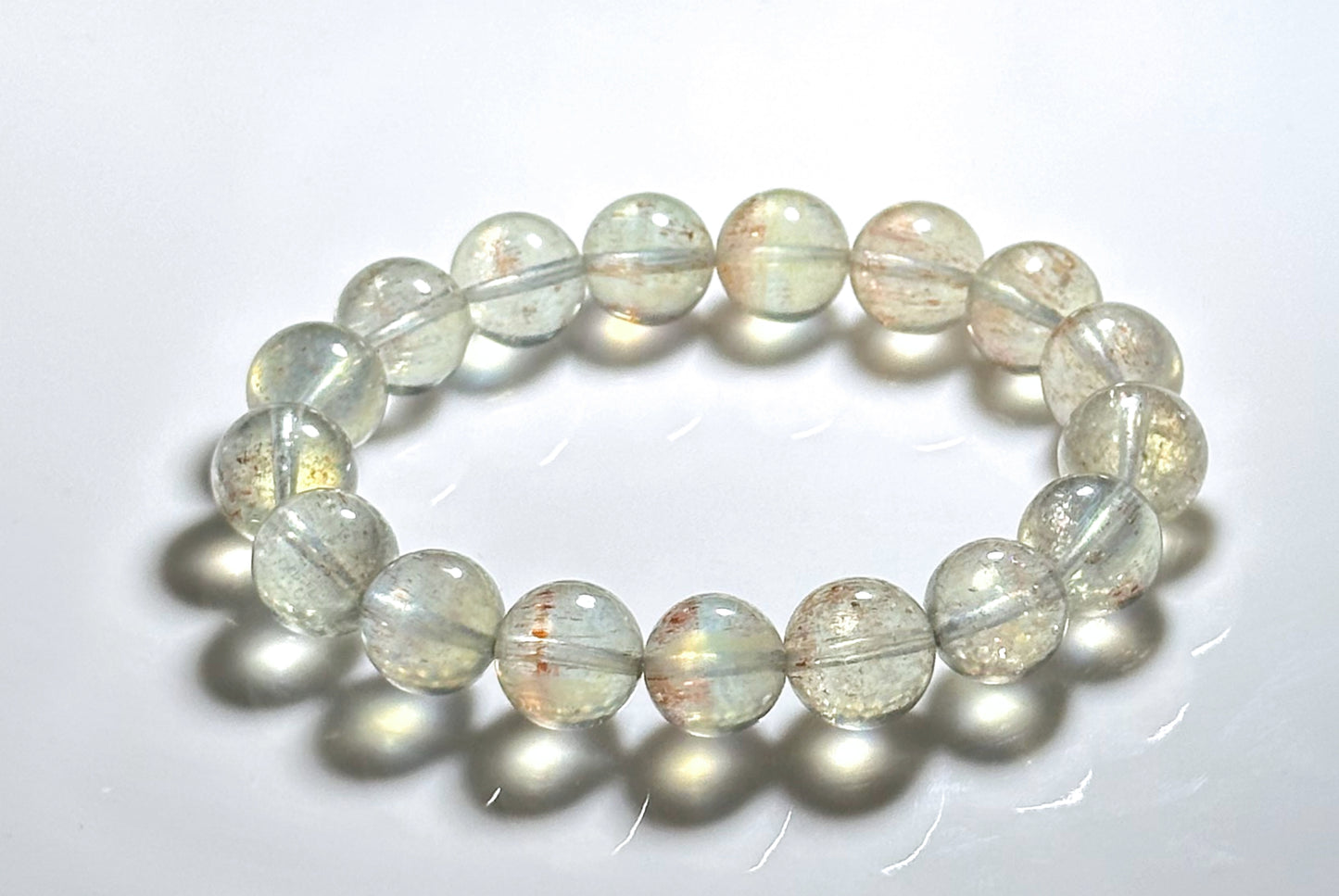 11mm+, Certified Rare Find, Collector's Grade Natural High Clarity Arusha Green Beryl Bracelet, 天然坦桑尼亚收藏级阿鲁沙金太阳绿柱石手串