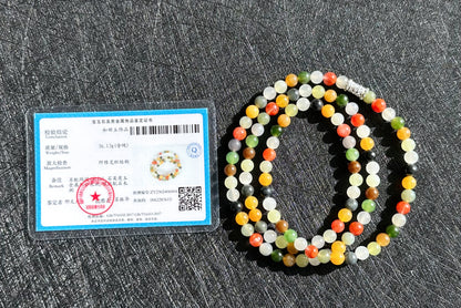 Certified Natural Multi Nephrite Jade, Nanhong Agate and Yellow Agate Beads Necklace, 天然和田玉南红缅黄多宝项链