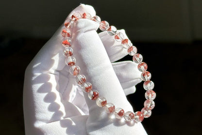 6mm,+ Certified High Grade Pyramid Red Phantom Quartz Bracelet, Red Phantom Quartz Bracelet, 天然毕业级红塔山幽灵手串