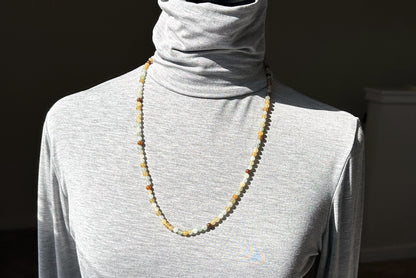 5mm, Certified Top Quality Natural Icy Multi Color Nephrite Jade Beads Necklace, 天然多宝且末和田玉项链