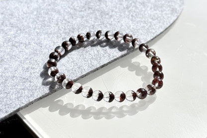 6.5mm,+ Certified High Grade Natural Red Phantom Quartz Bracelet, Treasure Bowl Red Phantom Quartz Bracelet, 天然聚宝盆红幽灵水晶手串