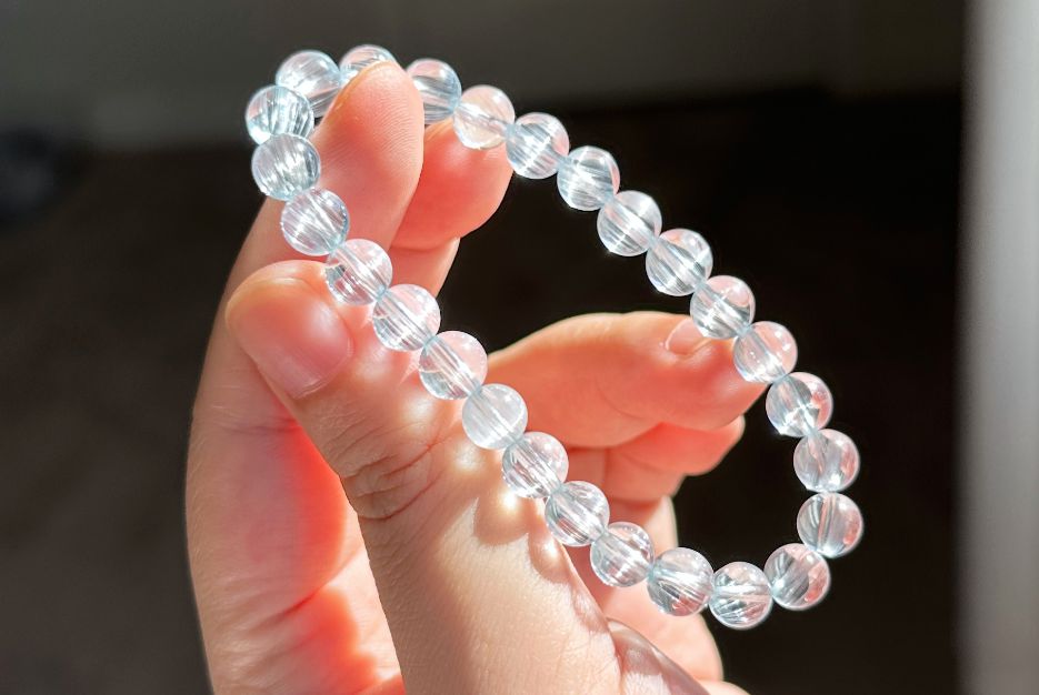 7mm, Certified Rare Find Gem Grade Natural Blue Topaz with needle inclusions Bracelet, Topaz Bracelet, Blue topaz bracelet, 透体拉丝猫眼天然蓝托帕手串