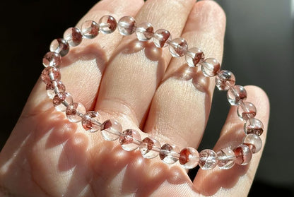 6mm,+ Certified High Grade Pyramid Red Phantom Quartz Bracelet, Red Phantom Quartz Bracelet, 天然毕业级红塔山幽灵手串