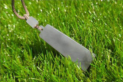 Certified Natural Smoky Gray Nephrite Jade Carved Triangle-Bar Pendant, 天然烟灰和田玉吊坠