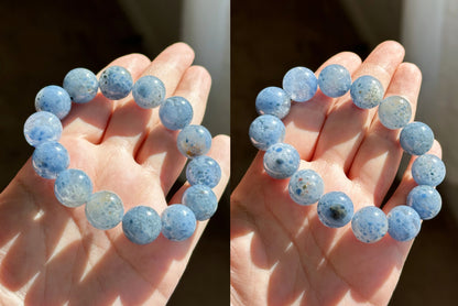 14mm+, Certified Collection Grade Natural Blue Rabbit Hair Quartz Bracelet, Blue Rabbit Hair Rutile Quartz Bracelet, 天然收藏级蓝兔毛团子手串