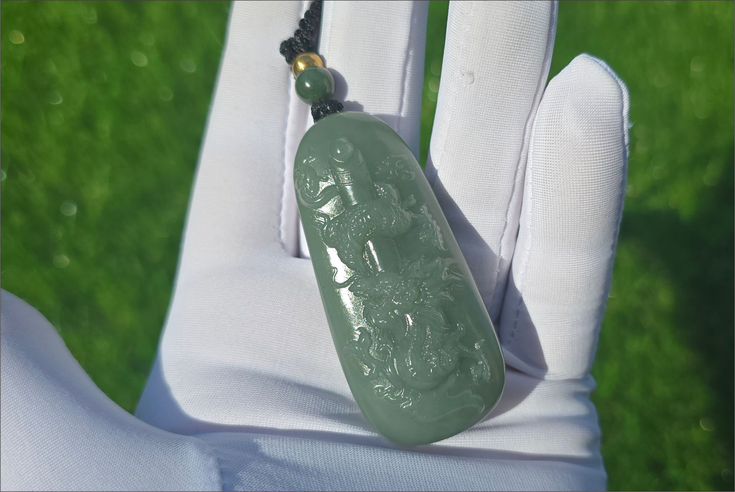 Certified Natural Qiemo Blue Nephrite Jade Carved Dragon Pillar Pendant, 天然且末蓝龙盘柱吊坠