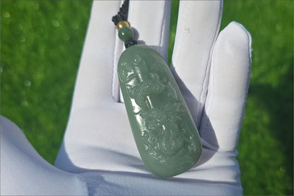 Certified Natural Qiemo Blue Nephrite Jade Carved Dragon Pillar Pendant, 天然且末蓝龙盘柱吊坠