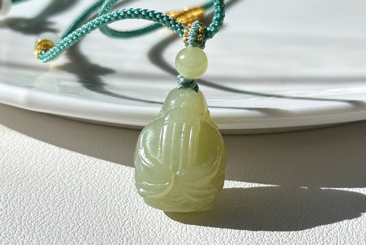 Certified Natural Yellowish Green Nephrite jade Happy Landlord Pendant, Jade Landlord Pendant, 天然青黄软玉小地主吊坠