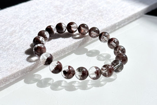 10.5mm,+ Certified High Grade Natural Red Phantom Quartz Bracelet, Treasure Bowl Red Phantom Quartz Bracelet, 天然聚宝盆红幽灵水晶手串
