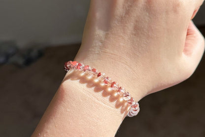 6mm,+ Certified High Grade Pyramid Red Phantom Quartz Bracelet, Red Phantom Quartz Bracelet, 天然毕业级红塔山幽灵手串