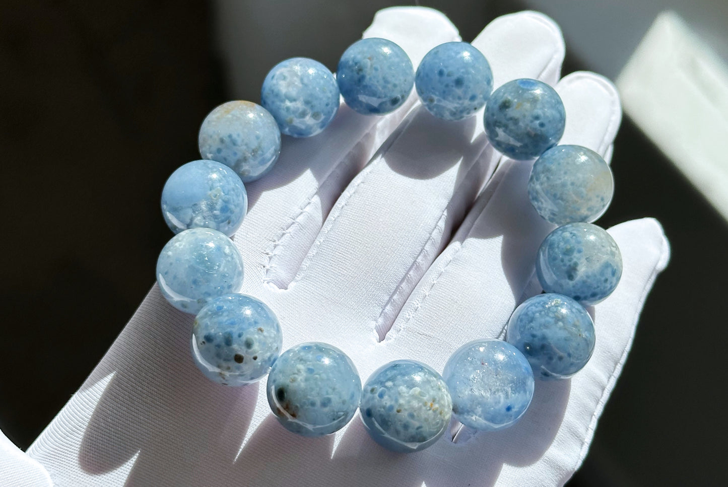 14mm+, Certified Collection Grade Natural Blue Rabbit Hair Quartz Bracelet, Blue Rabbit Hair Rutile Quartz Bracelet, 天然收藏级蓝兔毛团子手串