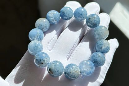 14mm+, Certified Collection Grade Natural Blue Rabbit Hair Quartz Bracelet, Blue Rabbit Hair Rutile Quartz Bracelet, 天然收藏级蓝兔毛团子手串
