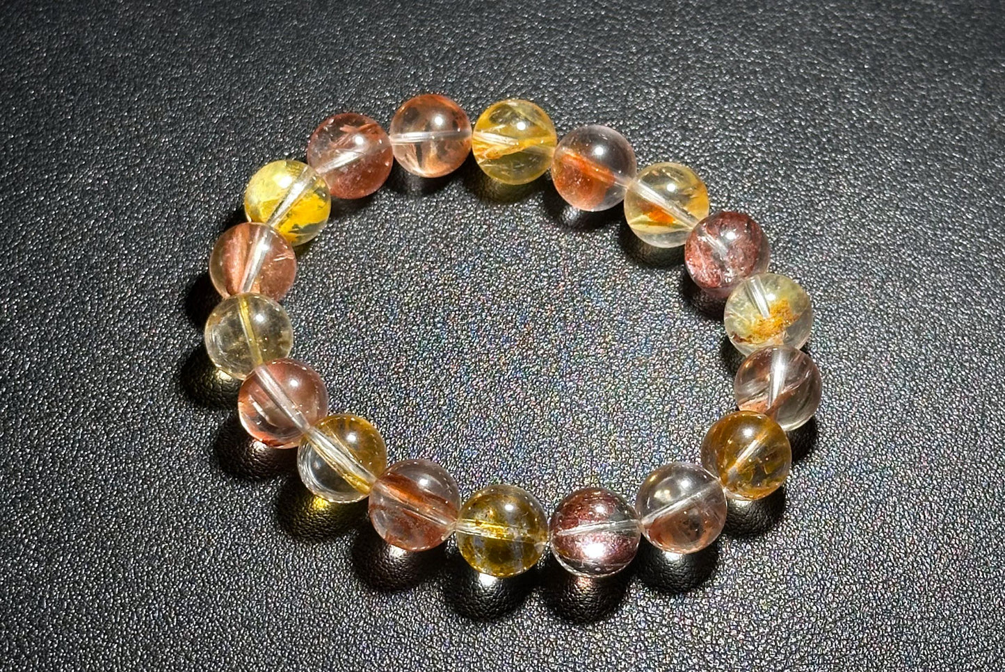11.5mm+, Certified Natural Rare Koi Hematoid Quartz Crystal Beads Bracelet, Natural Hematoid Crystal Bracelet, 天然稀有锦鲤胶花水晶手串