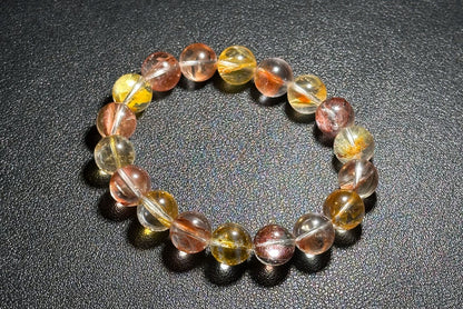 11.5mm+, Certified Natural Rare Koi Hematoid Quartz Crystal Beads Bracelet, Natural Hematoid Crystal Bracelet, 天然稀有锦鲤胶花水晶手串
