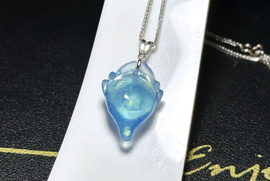 Certified Natural Blue Aquamarine Hand Carved Deer Head Pendant, Aquamarine Pendant, 天然海蓝宝手工雕刻鹿头吊坠