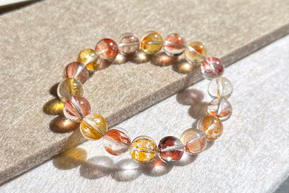 11.5mm+, Certified Natural Rare Koi Hematoid Quartz Crystal Beads Bracelet, Natural Hematoid Crystal Bracelet, 天然稀有锦鲤胶花水晶手串