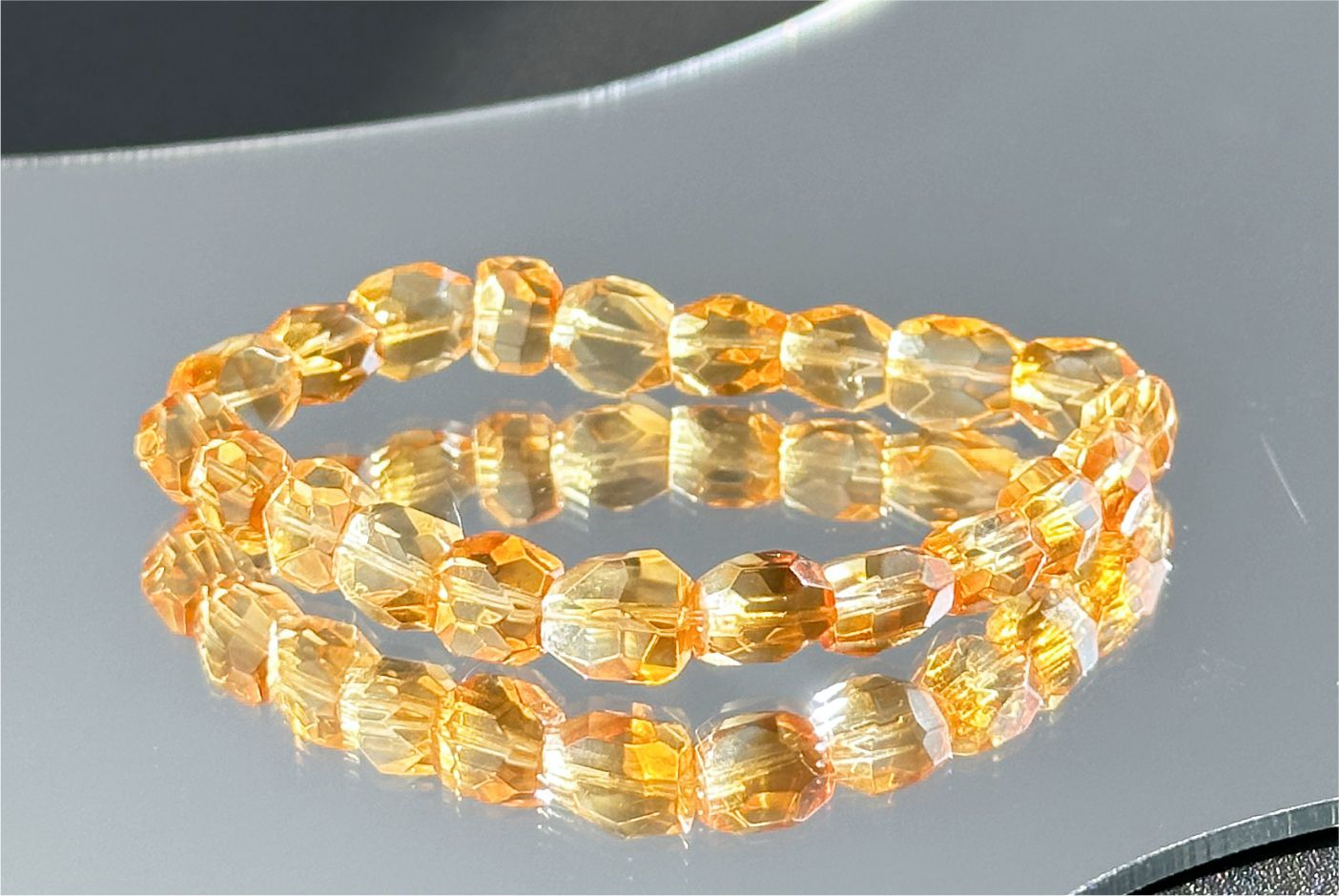 Certified Natural Hand Facted Gem Grade Deep Yellow Citrine Beads Bracelet, Untreated High Clarity Natural Citrine, 天然宝石级玻璃体暴力黄刻面黄水晶手串