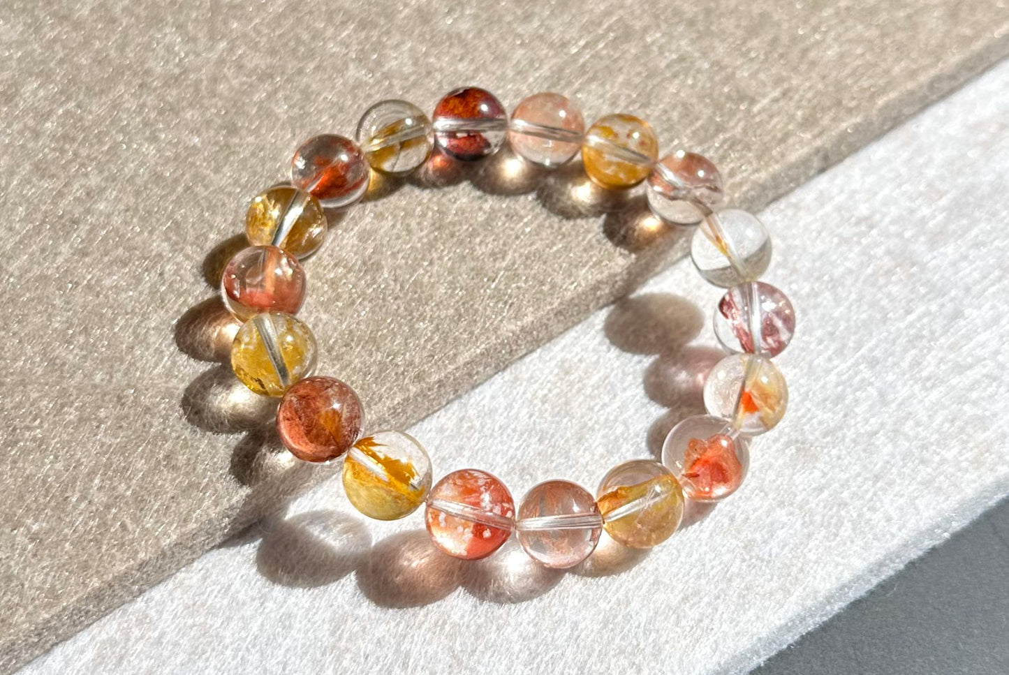 11.5mm+, Certified Natural Rare Koi Hematoid Quartz Crystal Beads Bracelet, Natural Hematoid Crystal Bracelet, 天然稀有锦鲤胶花水晶手串