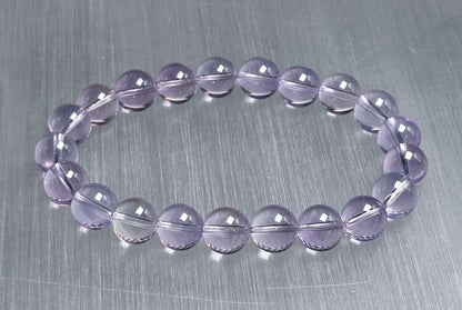 9.5mm+, Certified Top Grade Natural Lavender Moon Quartz Bracelet, Natural Lavender Quartz Bracelet, 高品级玻璃体薰衣草紫玉晶手串
