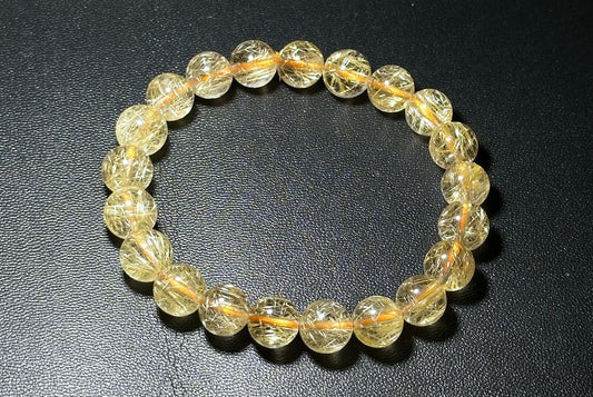 9mm+, Certified High Grade Natural gold rutilated quartz bracelet, Genuine Gold Rutilated Quartz, Rutilated Quartz bracelet, 天然白水体金发晶手串