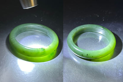 61mm, Certified Natural Siberian Spinach Green Nephrite Jade Bangle, 天然俄老油菠菜绿碧玉手镯