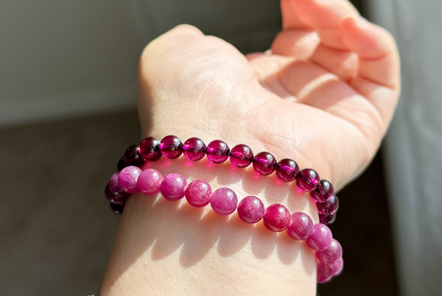 7mm+, Certified Top Grade Natural Brazil Purple Garnet Bracelet, Purple Garnet bracelet, 天然收藏集玻璃体巴西紫牙乌石榴手串